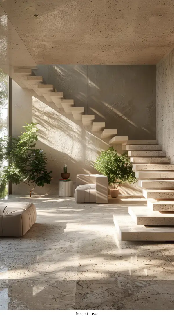 Stylish Staircase with Ample Natural Light