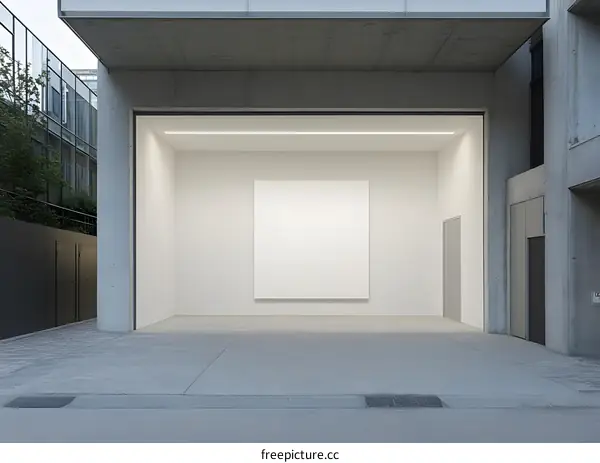 Modern Concrete Building Exterior With White Wall