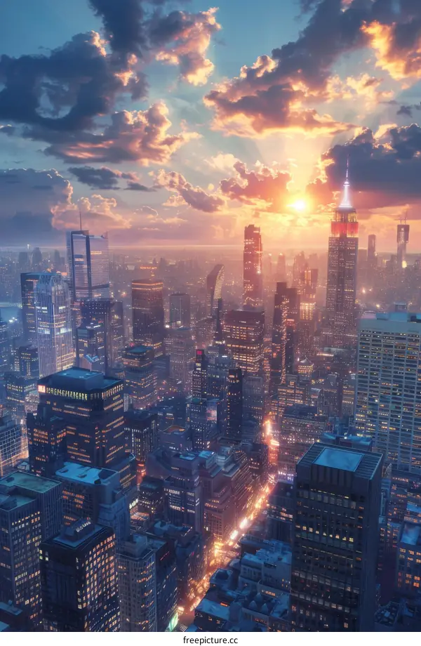 New York City: Sunset Over the Urban Skyline