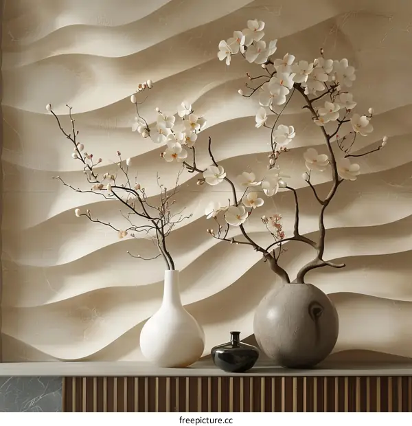 Elegant Floral Arrangement Against a Modern Wall