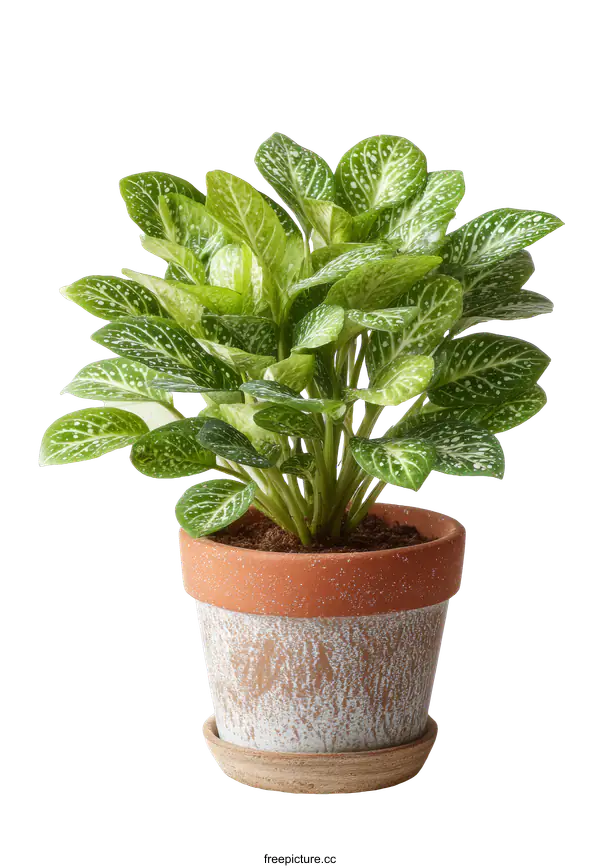 [Transparent Background PNG]Potted Plant with Speckled Leaves