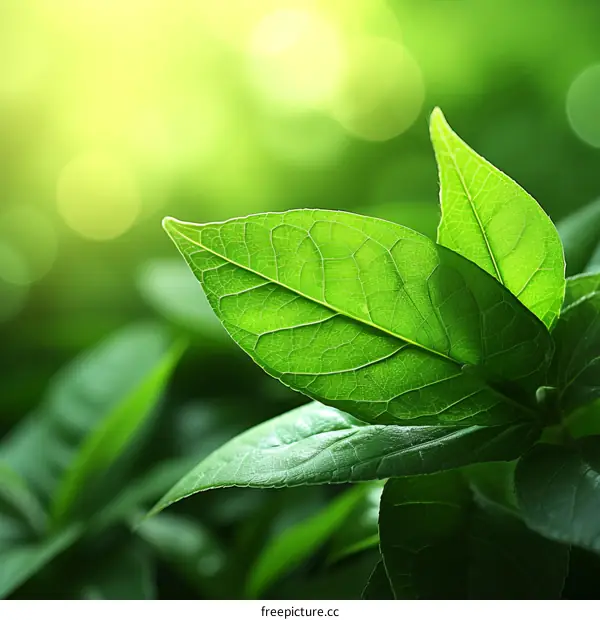 Close-up of green leaves with blurred background