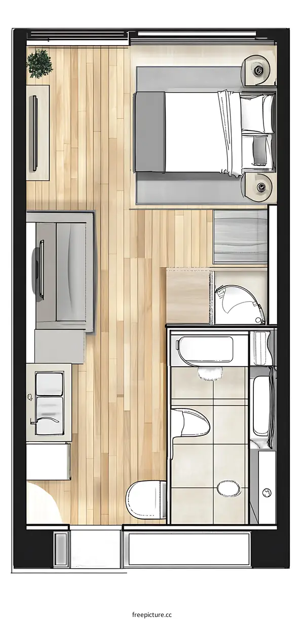 Simple Studio Apartment Floor Plan Design