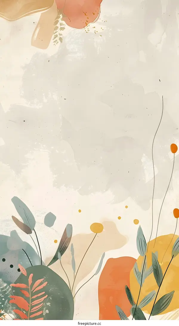 Abstract Watercolor Floral Illustration with Neutral Tones