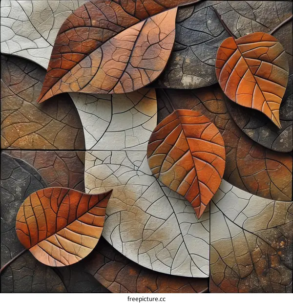 Ceramic tiles with a leaf pattern