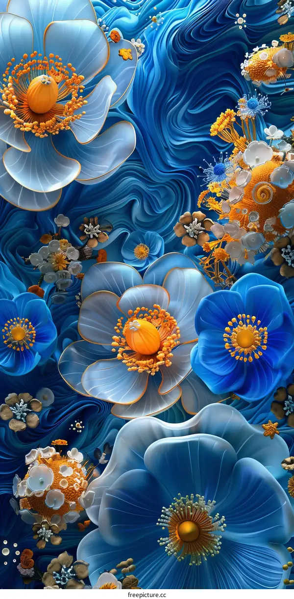 Vibrant Blue Flowers with Yellow Centers