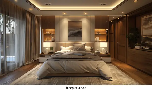 Modern Bedroom Interior Design with Wood Accents