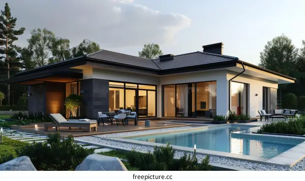 Modern House with Swimming Pool Exterior Design