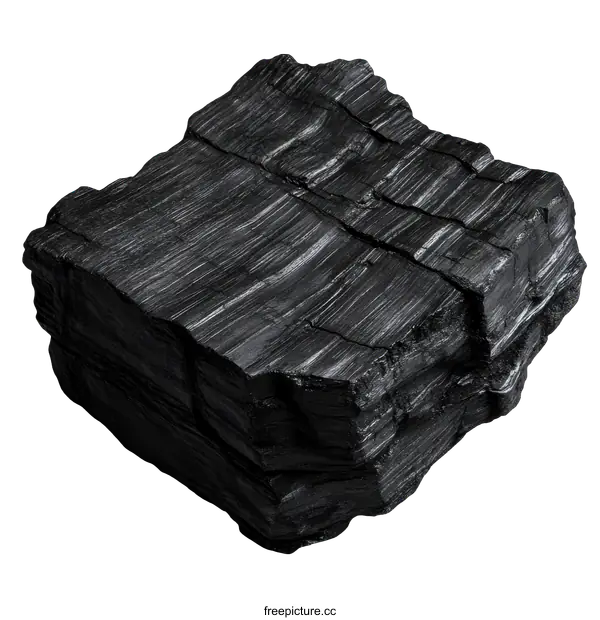 [Transparent Background PNG]Solid Block of Charcoal Coal