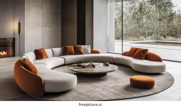 Modern Curved Sofa Set in a Stylish Living Room