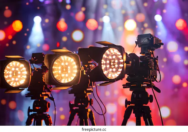 Professional Video Recording Equipment with Stage Lights
