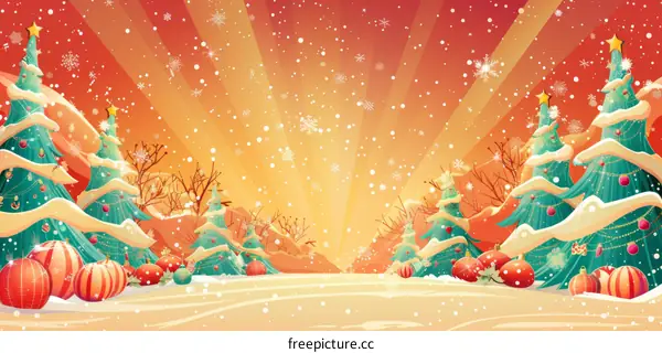 Sparkling Christmas Tree Decorated with Gifts and Ornaments