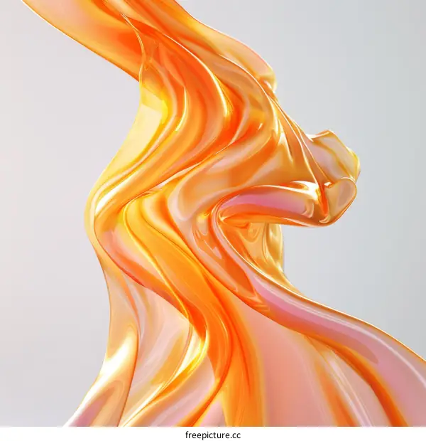 3D rendering of a flowing orange liquid