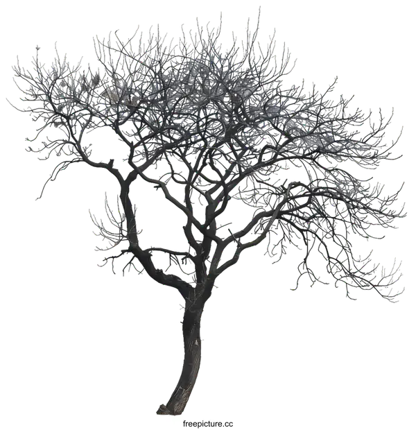 [Transparent Background PNG]Bare Tree Branches Against White Background