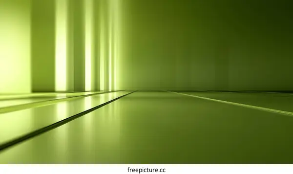 Abstract Green Geometric Interior Scene