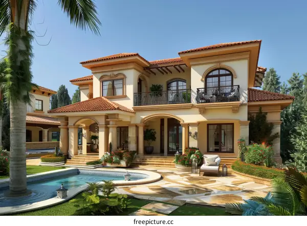 Luxury Villa Exterior Design Illustration