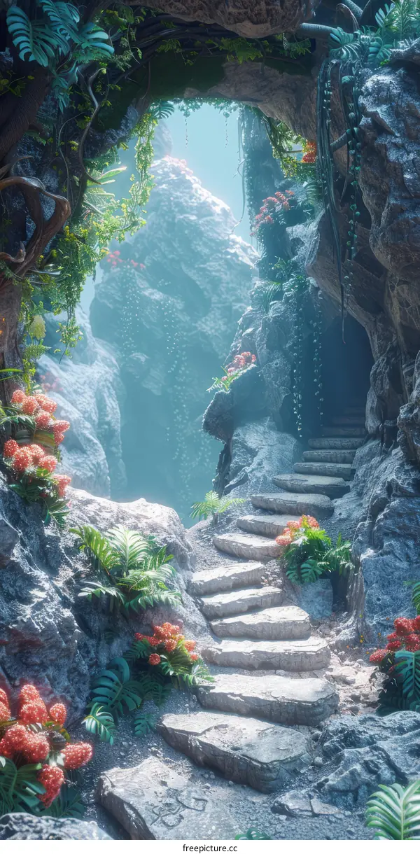 Stone Archway Entrance to Overgrown Jungle