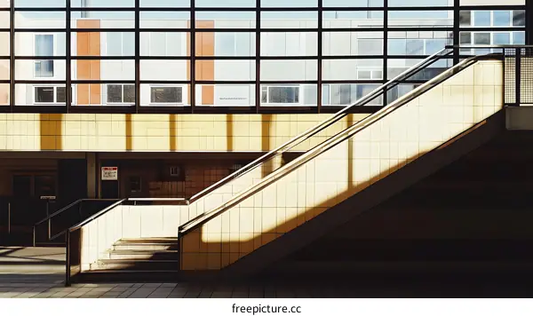 Modern Architecture Staircase with Sunbeams