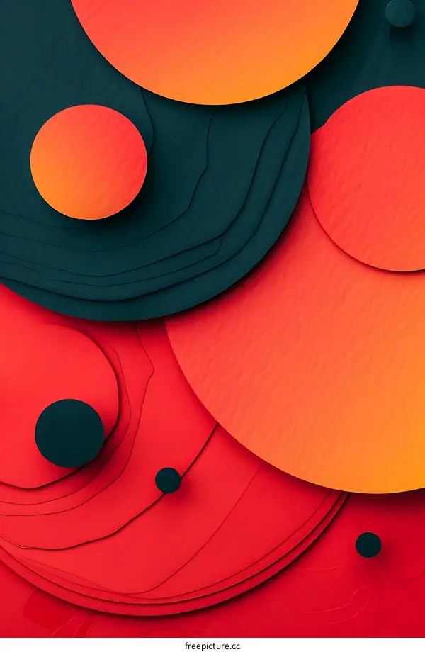 Abstract Red and Black Paper Circle Background