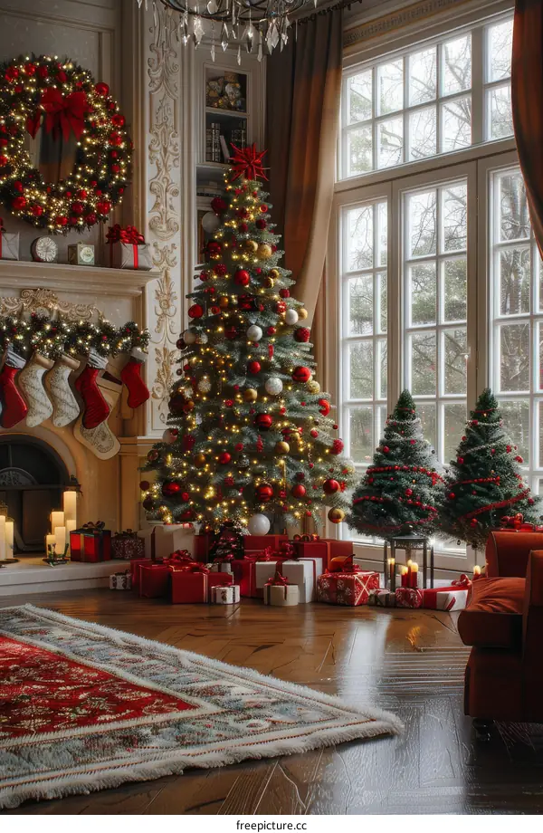 Christmas Tree in Elegant Living Room