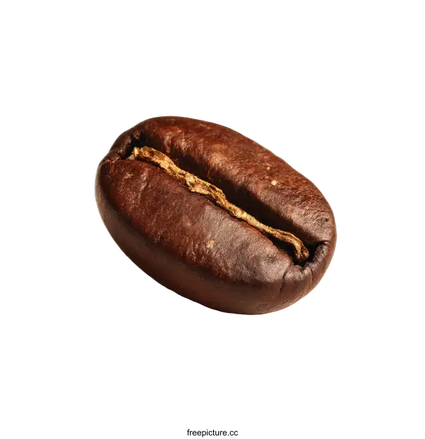 [Transparent Background PNG]Close-up of a Single Roasted Coffee Bean