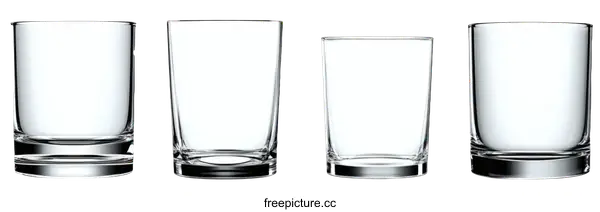 [Transparent Background PNG]Four Different Empty Glassware Designs