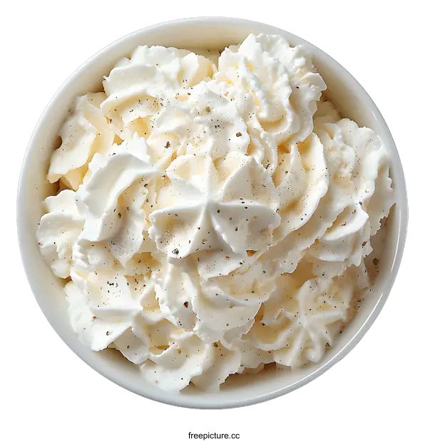 [Transparent Background PNG]Bowl of Whipped Cream with Nutmeg