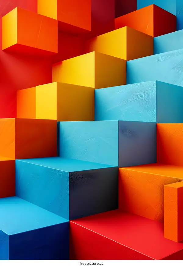 3D rendering of colorful geometric shapes