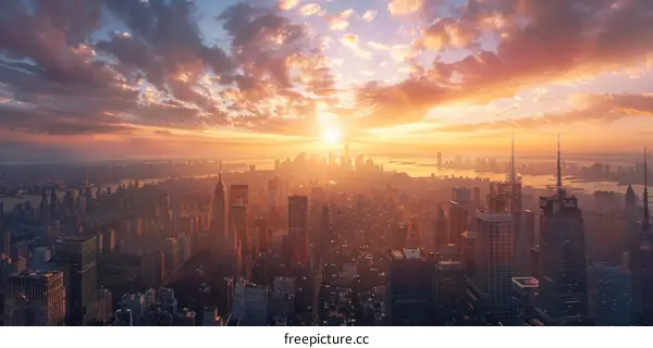 New York City Skyline at Sunset