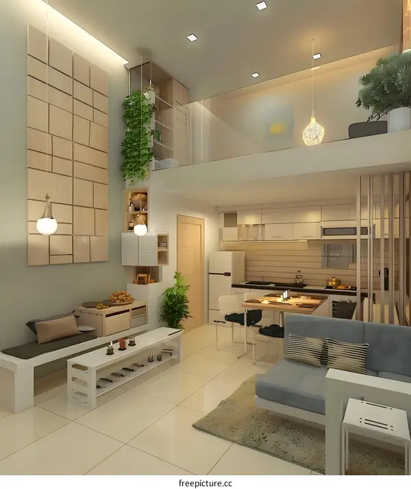 Modern Minimalist Apartment Interior Design with Open Floor Plan