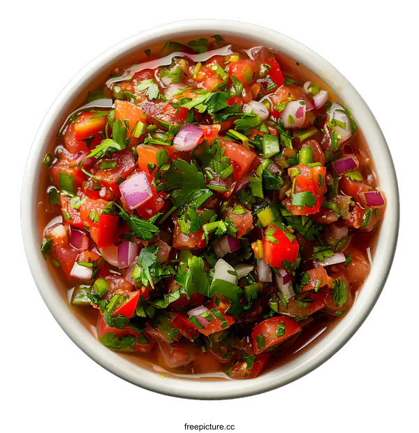 [Transparent Background PNG]Fresh tomato salsa in white bowl