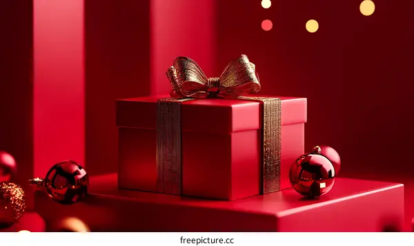 Elegant Red Gift Box with Golden Accents