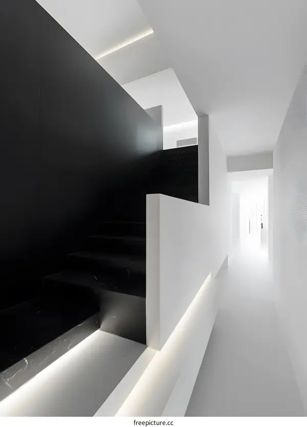 Modern Interior Design with Black and White Marble Stairs