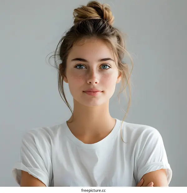 Portrait of a Young Woman with Freckles