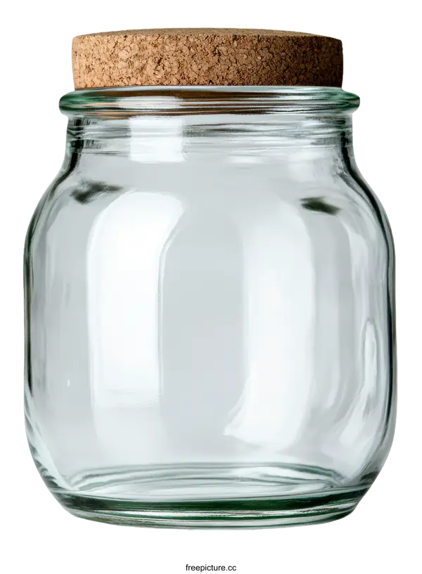 [Transparent Background PNG]Clear Glass Jar with Cork Lid