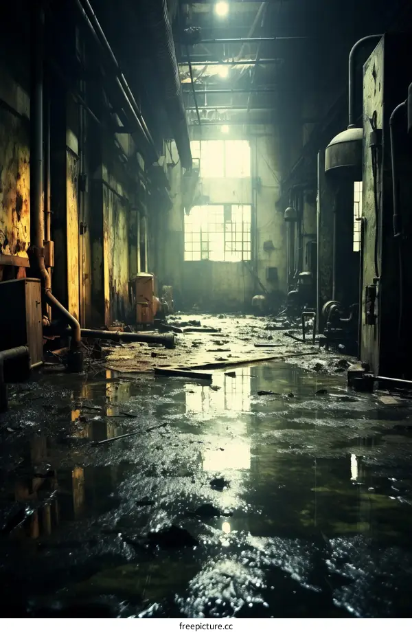 Flooded Industrial Building Interior