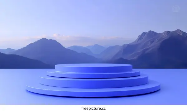 Abstract Blue Product Display Stand Mountain Background