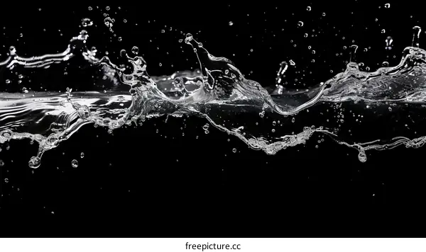 Black and white water splash