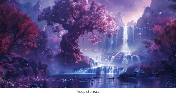 Enchanted Forest Waterfall at Twilight