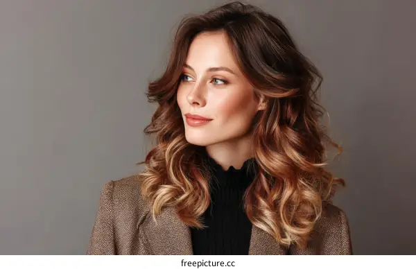Elegant Woman with Wavy Hair and a Stylish Look