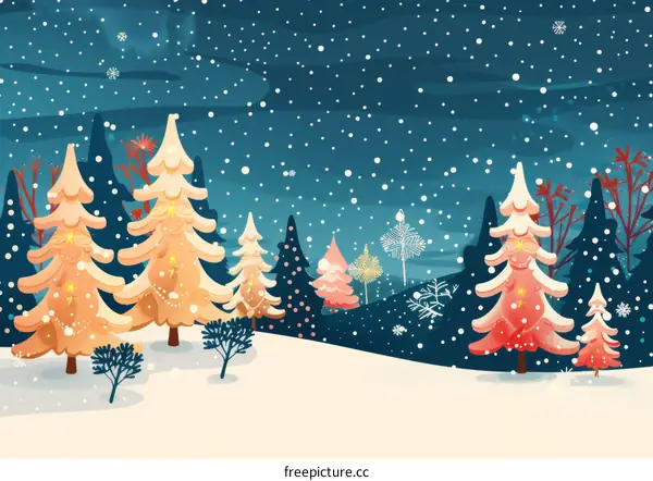 Winter Wonderland: A Serene Snowy Forest Adorned with Christmas Decor