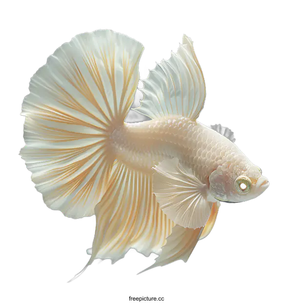[Transparent Background PNG]Elegant White Betta Fish