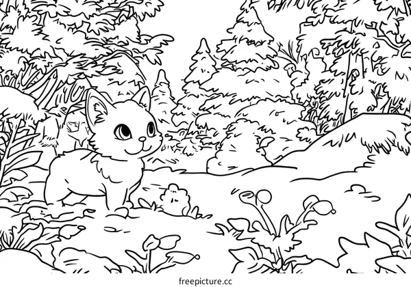 Cute Kitten In The Forest