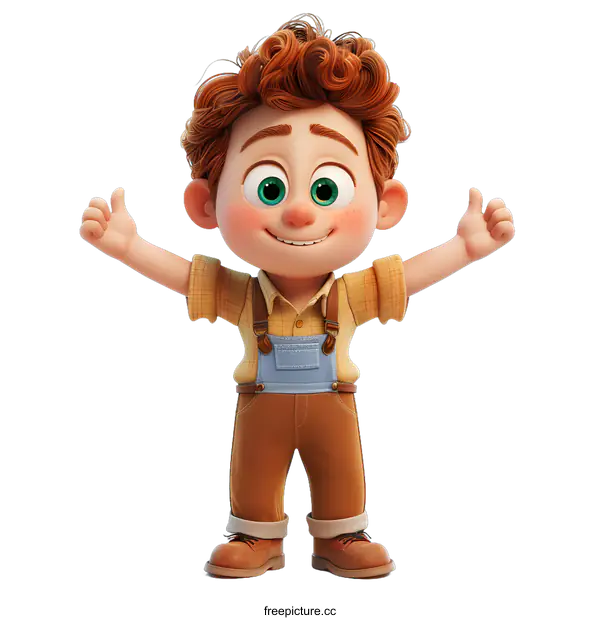 [Transparent Background PNG]Smiling Cartoon Boy with Thumbs Up