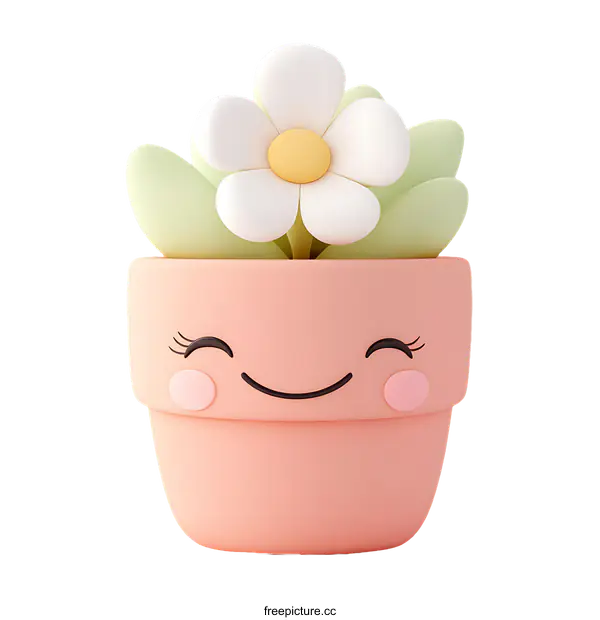 [Transparent Background PNG]Cute Cartoon Plant Pot with Flower