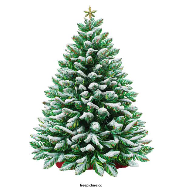 [Transparent Background PNG]Christmas Tree with Snow Illustration Design