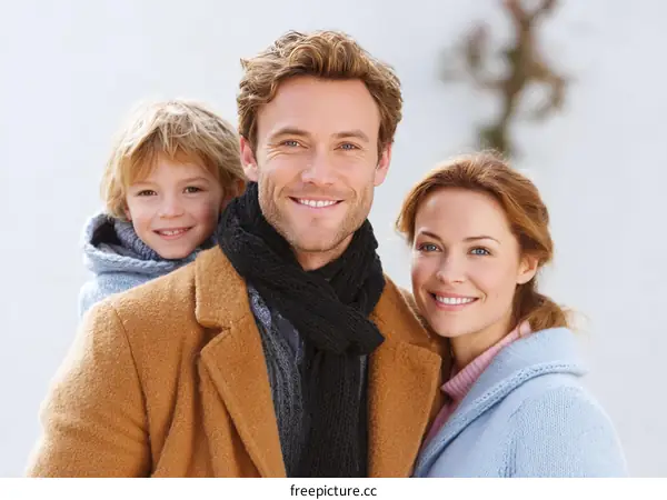 Happy Family Portrait in Winter