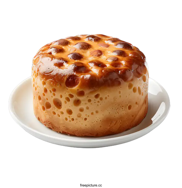 [Transparent Background PNG]A delicious-looking cake with a golden crust and a hole in the middle