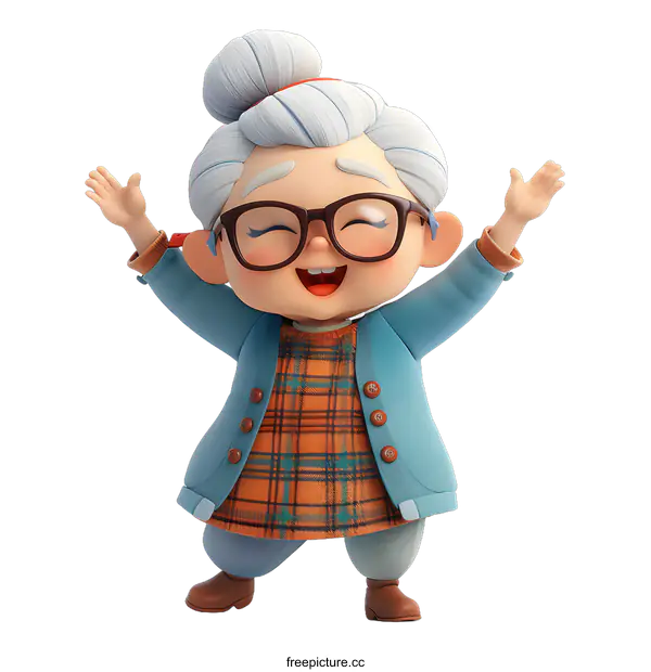 [Transparent Background PNG]Happy Grandmother Celebrating Life