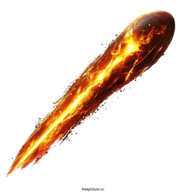 [Transparent Background PNG]Fiery Comet Streaking Across the Void